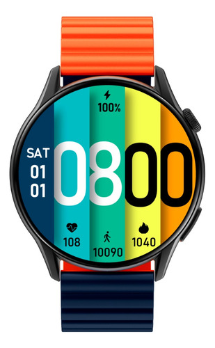 Smartwatch Kieslect K-Series Kr Pro Sport 1.43" caja 40mm de metálico negra, malla de silicona y bisel negro de dlc