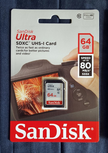 Memoria De Canon,nikon Sd Clase 10 De 64gb,de 80mb, Full Hd