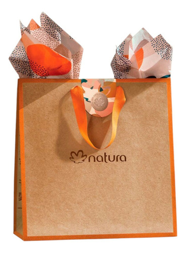Bolsa Natura Mediana Para Regalo Con Papel Seda Y Etiqueta