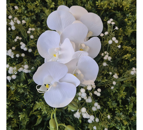 Kit 6 Orquídea Artificial Branca Arranjo Flores 3d Atacado