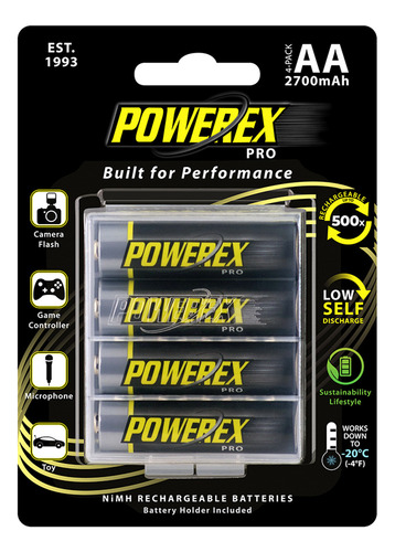Set De 4 Baterías Recargables Aa 2700mah Mhraa4pro Powerex