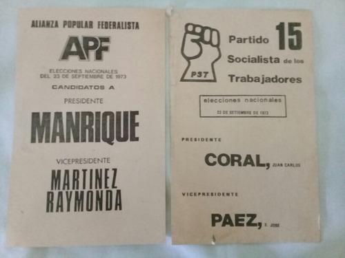 Boletas Electorales Antiguas Del 23 De Septiembre De 1973