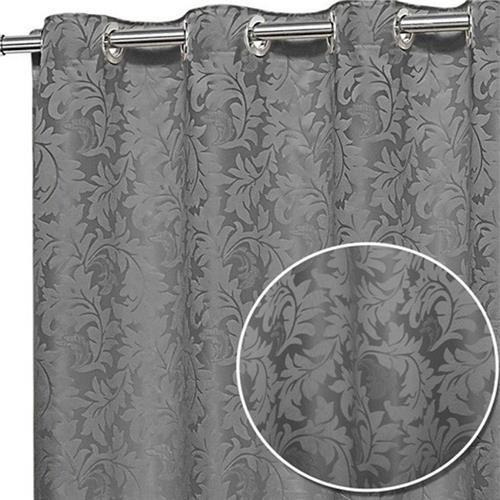 Cortina Sala Semi Blackout Tecido Jacquard Cinza 2,00x1,70