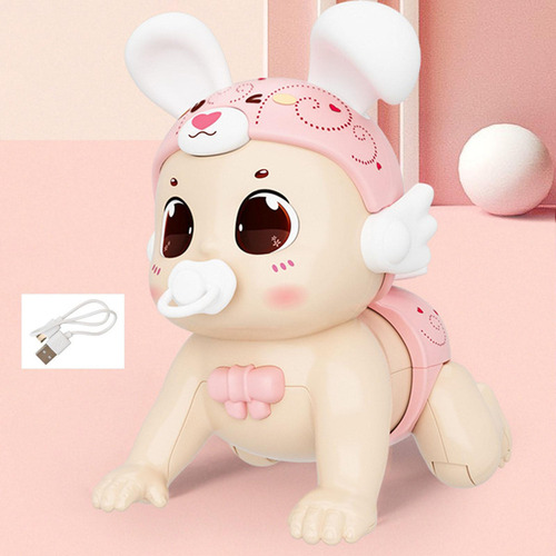 Juguete Para Gatear Para Bebés Con Sonido Conejo Rosa