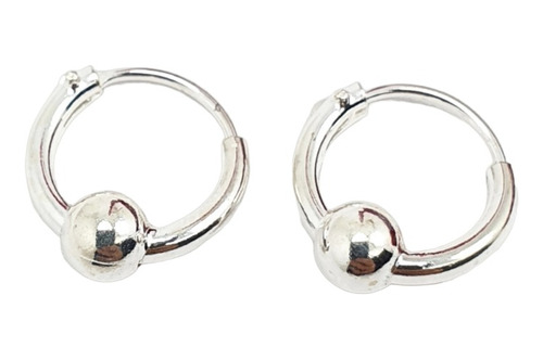 Aros Argolla Plata 925 Cubanos 10mm 0,8gr Bolita Mujer A3