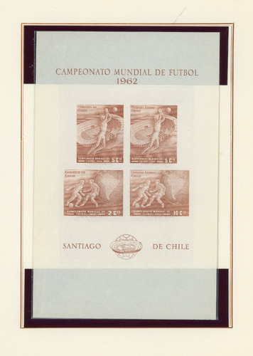 Block Souvenir De Chile Nº 11. Camp. Mundial De Fútbol 1962.
