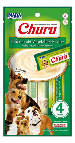 Inaba® Churu 4 Tubos 56grs Pollo Con Vegetales Para Perros