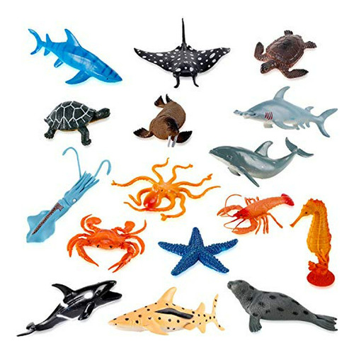 Set Animales Marinos Plástico Educativo Oceanía - 16 Piezas