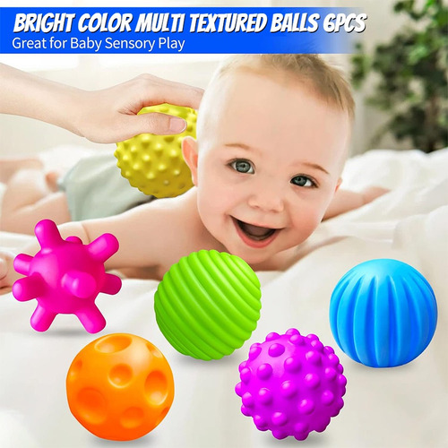 6 Bolas Texturizadas Para Bebés De 6 A 12 Meses De Edad, Par