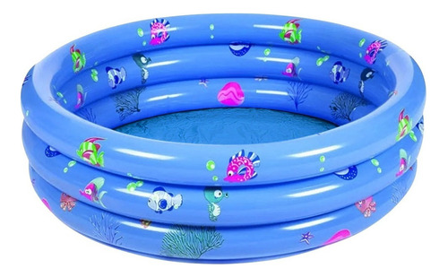 Piscina Inflable Plástico 3 Anillos 100 X 35 Cm / Color Celeste