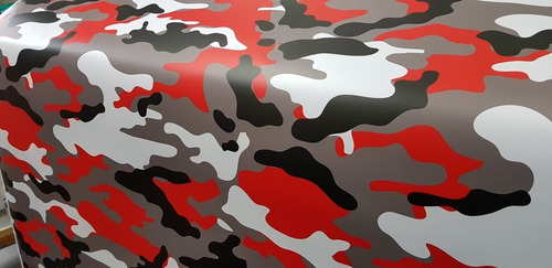 Camuflaje Artico Rojo Blanco Y Negro Vinyl World 4u