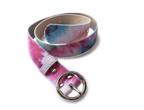 Imagem 2 de 10 de Cinto Tie Dye Fivela Redonda Removível + Tira Extra