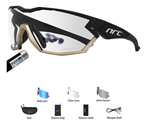 Óculos fotocrômicos de ciclismo para andar de bicicleta, 3 cores, moldura fotocromática e 3 lentes, cor 08