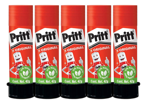  Lápiz Adhesivo Pritt Barra Grande 42 Gramos Paquete 5 Pzs