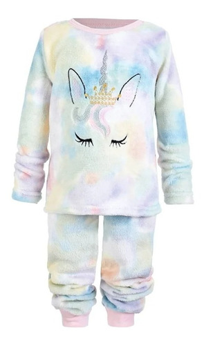 Pijama Unicornio Multicolor 2 Piezas Polar Para Niña 