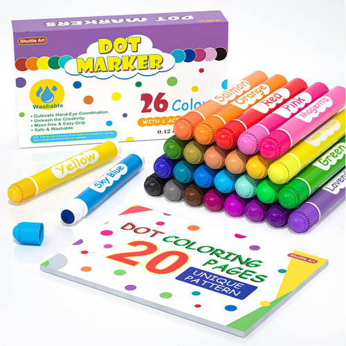 Shuttle Art Marcadores De Puntos Lavables De 26 Colores Con