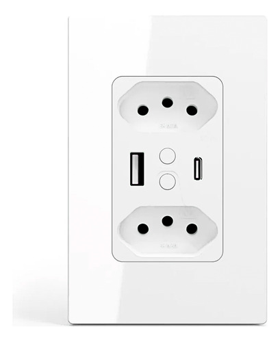 Tomada Inteligente Dupla 10a Wifi Usb+usb-c 4x2 Ekaza Alexa
