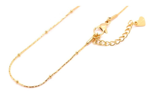 Imagen 3 de 8 de Pulsera Tobillera Mujer Acero Pie Bolitas Extra Fina Oro 10k