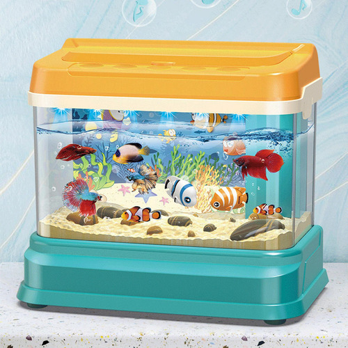 Pecera Artificial Con Peces En Movimiento Con Luz Usb Para