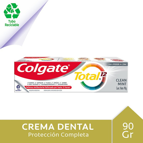 Crema Dental Colgate Total 12 Clean Mint Tubo 90grs