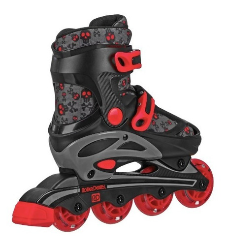 Imagen 3 de 4 de Patines Roller Derby 2 En 1 Ajustables Calavera T 29-33