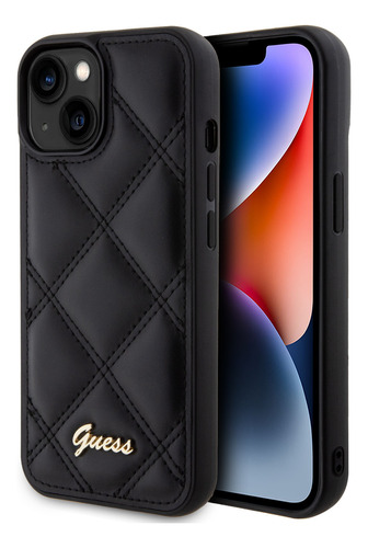 Protector Guess Para iPhone 15 Pro Capitoneado Negro-