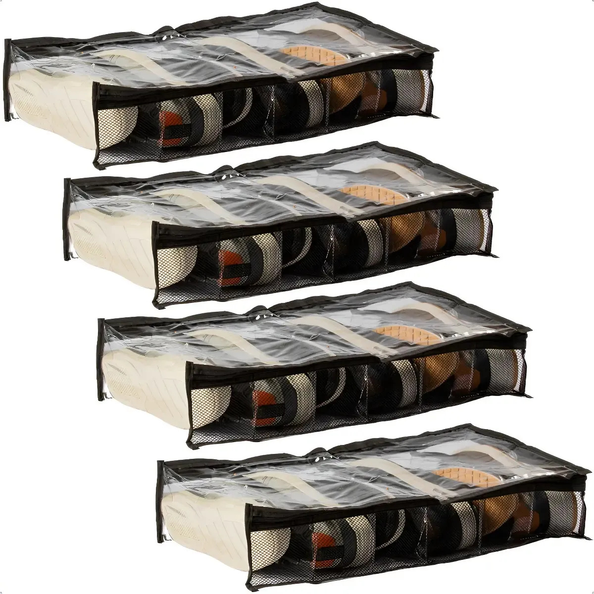 4 Colmeias De Sapato ​Fechada 6 Nichos Alto Padrão 60x34x12 Preta