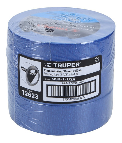 Masking Tape Azul 1 1/2'' 50 Mts Enmascarillar Truper 12623