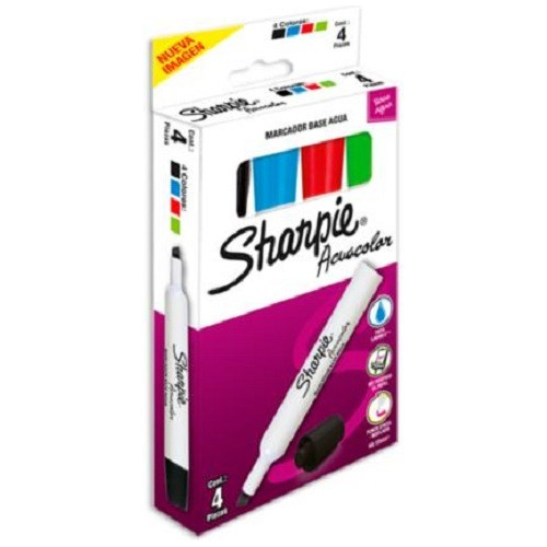 Marcador Acuacolor Sharpie Base Agua Estuche Con 4 Piezas