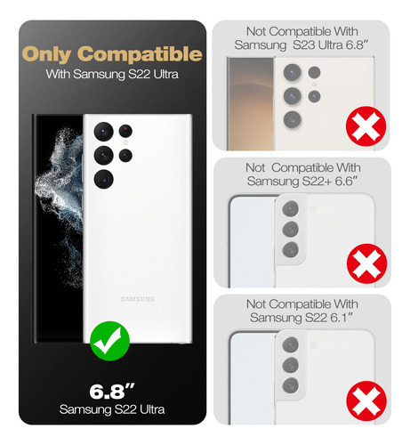 Funda Dexnor Para Samsung Galaxy S22 Ultra, 2 Marcos Frontales, Con Protector De Pantalla Y Soporte, Funda Robusta A Prueba De Golpes