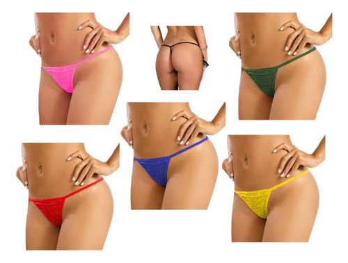 Tanga Brasilera En Encaje Kit X 6