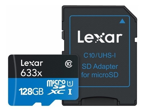 Memoria Lexar Micro Sd 128gb 633x 95mb/s 4k C/ Adaptador