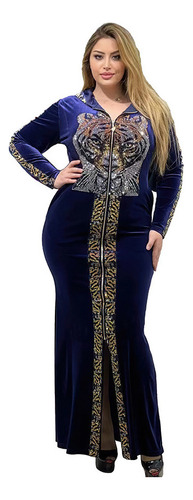 Rhinestone Dress Muslim Long Sleeve Hooded Robe