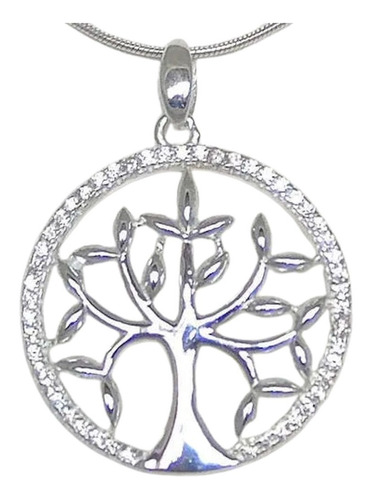 Dije Arbol De La Vida Plata 925 Cubic Zircón 23mm Garantía