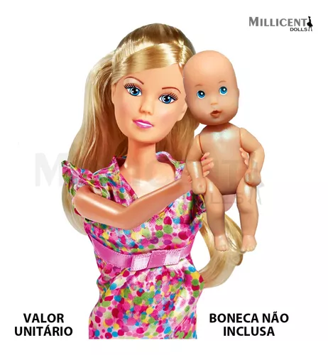 Boneca Bebê Filho B4rbie Articulado Grávida Familia