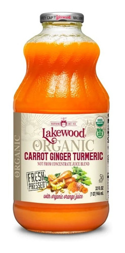Lakewood Organic Carrot Ginger Turmeric Juice Jugo 946ml