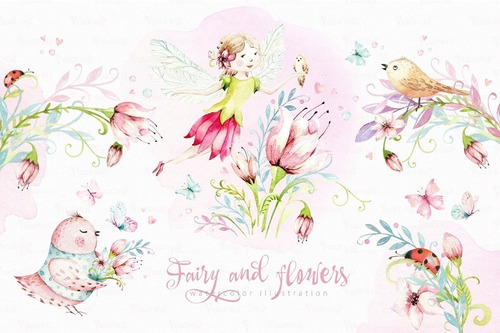 Cliparts Png Hadas Y Flores Acuarela Watercolor Pa19