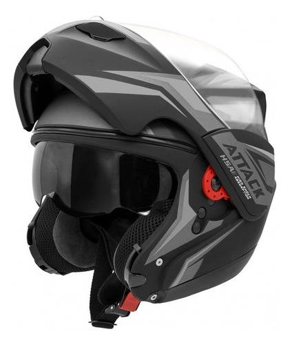 Capacete para moto  multi-modular Pro Tork Attack  HSA  preto e prata attack hsa tamanho 58 