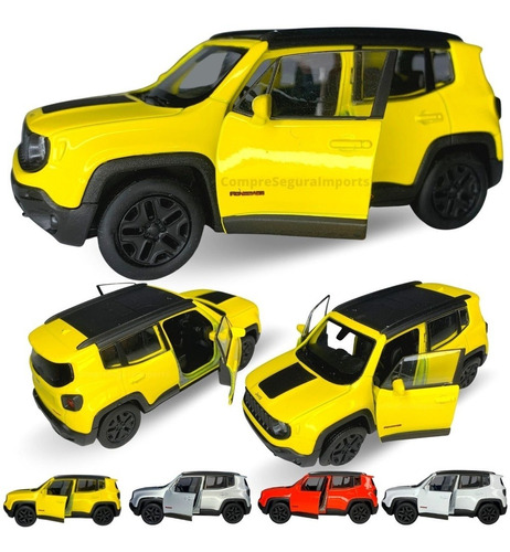 Carrinho De Ferro Miniatura Jeep Renegade Metal Abre A Porta Cor Amarelo