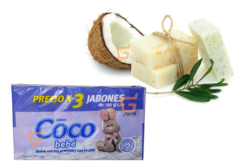 Jabon De Coco X3 Barras Para Bb