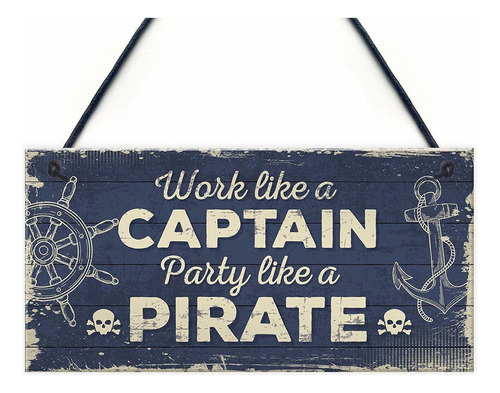 Divertido Cartel Náutico Capitán Pirata Bar Pub Hombr...