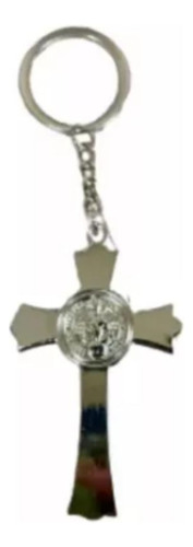 Llavero Cruz Gruesa Cristo Con Medalla De San Benito
