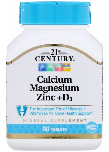 Calcio Magnesio Y Zinc + Vitamina D3 21st Century 90 Tabl