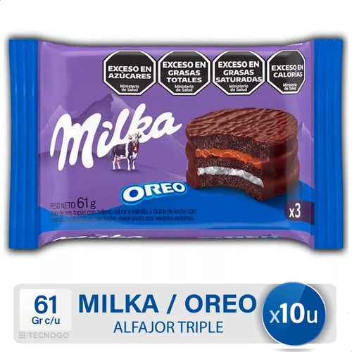  Alfajor Milka Torta Oreo Triple Mejor Precio - X10 Unidades