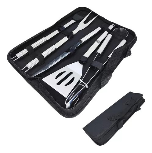 Kit Parrilla 5 Piezas Set Asador Estuche Acero Inoxidable