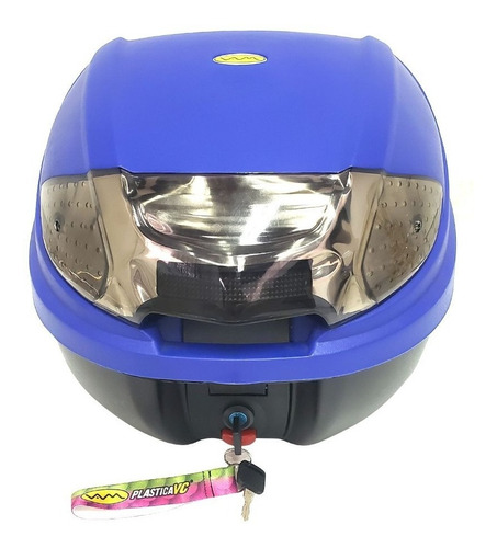 Baul Moto Vam 30 Litros Azul Con Base Y Respaldo Motoscba
