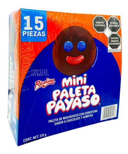 Caja Paleta Payaso Mini Ricolino 12ex/15p