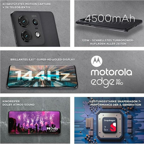 Motorola Moto Edge 50 Pro 5g 12gb Ram 512gb Dual Sim Con Accesorios Cargador Completo Y Funda Nfc Nuevos Qualcomm Snapdragon 7 Gen 3 Octa-core Negro