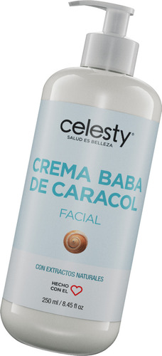 Crema Baba De Caracol Facial 250ml Celesty® Momento de aplicación Día/Noche Tipo de piel Todo tipo de piel