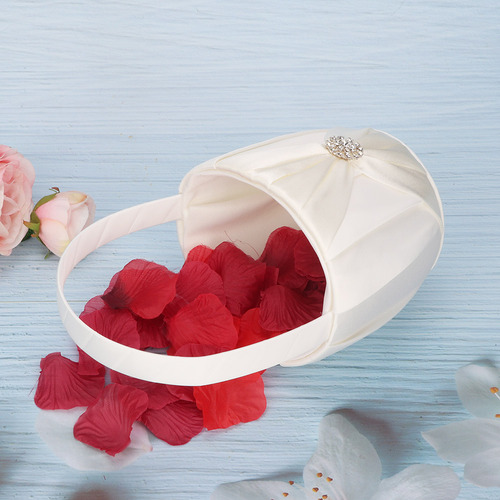 Cesta De Flores De Boda De Material Satinado De Seda Cesta